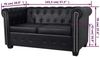 LuxusKollektion Chesterfield-Sofa Sofa Chesterfield Echtleder Bürosofa Couch 2-Sitzer Schwarz Bild 2