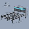 VASAGLE Bettgestell 140 x 200 cm mit Stauraum, Metallrahmen, Bett mit LED-Beleuchtung und Kopfteil, schwarz-braun Bild 5