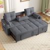 Merax L-Sofa, modulares Schlafsofa, ausziehbares Schlafsofa mit Schlaffunktion, ausgestattet mit Stauraum, herunterziehbarem Getränkehalter, Grau Bild 3