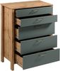 AX LIVING Kommode mit Schubladen Iseonia K5S 90cm, Eiche Wotan & Grün Bild 2