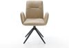 Drehstuhl Vinja-Flex Mikrofaser Beige Vintage Kreuzgestell breit Schwarz 360° drehbar Wippfunktion Bild 2