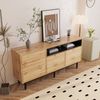 Sideboard 160×35×76 cm mit 3 Türen, verstellbaren Regalen, Holzoptik Schwarz,Aufbewahrungsschrank Bild 3