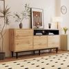 Sideboard 160×35×76 cm mit 3 Türen, verstellbaren Regalen, Holzoptik Schwarz,Aufbewahrungsschrank Bild 2