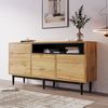 Sideboard 160×35×76 cm mit 3 Türen, verstellbaren Regalen, Holzoptik Schwarz,Aufbewahrungsschrank Bild 5