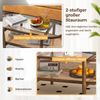 Couchtisch Beistelltisch mit Glas Tischplatte & Rattan Ablage 102 x 56 x 47 cm Braun Bild 4