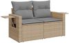 vidaXL 11-tlg. Garten-Sofagarnitur mit Kissen Beige Poly Rattan 3326550 Bild 5