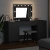 vidaXL Schminktisch mit Spiegelbeleuchtung 3 pcs Schwarz Holzwerkstoff 3334246 Bild 4