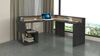 Dmora Schreibtisch Adelma, Eckschreibtisch mit Ablagefächern und LED-Leuchten, Mehrzweck-Büroschreibtisch mit Platte, 180x92,5x160 cm, Schiefer Bild 2