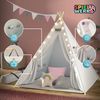 Spielwerk Kindertipi mit Lichterkette, Bodenmatte & Kissen, Baumwolle beige, 120 x 120 x 160 cm Bild 4