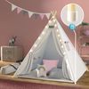 Spielwerk Kindertipi mit Lichterkette, Bodenmatte & Kissen, Baumwolle beige, 120 x 120 x 160 cm Bild 3