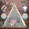 Spielwerk Kindertipi mit Lichterkette, Bodenmatte & Kissen, Baumwolle beige, 120 x 120 x 160 cm Bild 5