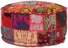 vidaXL Patchwork Sitzpouf Rund Baumwolle Handgefertigt 40x20 cm Rot 246571 Bild 4