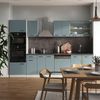 Küchenzeile R-Line Blau-Grau 300 cm mit Hochschrank, AP Marmor Vicco Bild 5