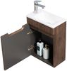 Badplaats Gäste-WC Waschtisch Set Thermis 40x22 cm Walnuss Braun - Badmöbel Set mit Waschbecken und Unterschrank, Vormontiert und mit Soft-Close Bild 2