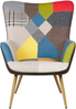 Sessel Polsterbezug Patchwork bunt plus Hocker VEJLE Bild 5