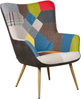 Sessel Polsterbezug Patchwork bunt plus Hocker VEJLE Bild 4