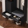 Garderobenset mit Sitzbank, 2 Schubladen & 4 Haken, 100x35x180 cm, Schwarz Bild 2