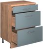 Küchenschrank für Dachschrägen R-Line Blau-Grau 60 cm ohne Schräge mit 3 Schubladen Vicco Bild 3