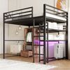 Bett 140x200 cm Hochbett mit LED-Beleuchtung und integriertem Schreibtisch – platzsparendes Metall-Design Bild 4