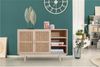 Sideboard 100 x 36cm MDF Paulownia-Holzfurnier und Rattanfront mit viel Stauraum Bild 2