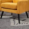 LVHOM Sessel aus Leinenstoff mit Knopfsteppung, Relaxsessel mit Massivholzbeinen, Polstersessel für Wohnzimmer & Büro, bis 130kg, Gelb Bild 4