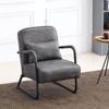 MCombo Sessel für Wohnzimmer, Retro Vintage Relaxsessel mit Ledenkissen, Armlehnensessel Loungesessel Polstersessel, Mikrofaserstoff, 4742-1(Dunkelgrau) Bild 5