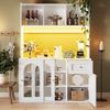 Flieks Küchenbuffet mit LED-Beleuchtung, Glas-Schiebetüren und Schubladen (1-St, B120/T35/H167 cm) Hochschrank Küchenschrank Geschirrschrank mit verstellbare Ablagen Bild 1