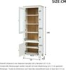 Merax 188 cm Hochschrank, Standvitrine mit 2 Schranktüren, sechs Einlegeböden, einer Rückwand in Naturholzoptik, verstellbaren Einlegeböden, Glasvitrine mit LED, Weiß Bild 4