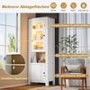 Merax 188 cm Hochschrank, Standvitrine mit 2 Schranktüren, sechs Einlegeböden, einer Rückwand in Naturholzoptik, verstellbaren Einlegeböden, Glasvitrine mit LED, Weiß Bild 5