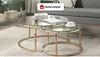 Vente-unique - MAEVANE Couchtisch MetallGlas TransparentGold - B 60 cm80 cm x H 38 cm42 cm x L 60 cm80 cm Bild 2