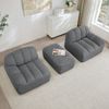Modulsofa 2-Sitzer 79cm×210cm×165cm mit Ottoman – L-förmiges Ecksofa aus granuliertem Fleece in Grau, montagefrei Bild 3