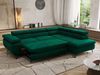 MKS Möbel 'Pablo L-Form' Ecksofa mit Schlaffunktion, verstellbare Kopfstützen, Dunkelgrün, Samt, ohne Topper, Rechts Bild 4