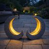 2er Set LED Solarleuchte, Mond Design, steingrau, H 31 cm Bild 3