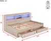 Holzbett mit LED-Beleuchtung und Stauraum, 90x200 cm, Einzelbett mit Mehrfachsteckdose und Lattenrost, Jugendbett Bild 5
