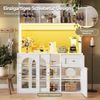 Mehrzweckschrank Sideboard mit LED Glas Türen Aluminiumgriffe verstellbare Einlegeböden Kippschutz Küchen Wohnzimmer,Weiß Bild 5