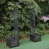 Rosenbogen Schwarz mit Blumenkübeln Spalier Rankhilfegitter Holz Pergola Gestell Bild 3