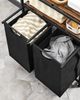 Vasagle Wäschekorb mit 2 Fächer, Metallgestell Vintagebraun/Schwarz, 2x46 L / 73 x 33 x 91 cm Bild 3