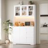 Homfa Küchenbuffet Küchenschrank Buffetschrank mit LED Sideboard weiß mit Steckdosenleiste & Arbeitsplatte 180x100x38,5cm Bild 4