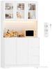 Homfa Küchenbuffet Küchenschrank Buffetschrank mit LED Sideboard weiß mit Steckdosenleiste & Arbeitsplatte 180x100x38,5cm Bild 2