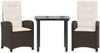vidaXL 3-tlg. Garten-Essgruppe mit Kissen Braun Poly Rattan 3212340 Bild 2