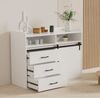 HOMAVO Sideboard HG1 Mit Schiebetüren 107 cm Für Wohnbereiche, Weiß Bild 2