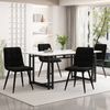 Esstisch 140x80 cm Set mit 4 Samtstühlen, Schwarz, MDF-Tischplatte & schwarzes Metalllgestell,Weiß und schwarz Bild 2