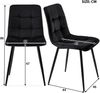 Esstisch 140x80 cm Set mit 4 Samtstühlen, Schwarz, MDF-Tischplatte & schwarzes Metalllgestell,Weiß und schwarz Bild 4