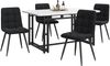 Esstisch 140x80 cm Set mit 4 Samtstühlen, Schwarz, MDF-Tischplatte & schwarzes Metalllgestell,Weiß und schwarz Bild 5