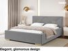 MEBLINI Polsterbett 120x200 mit Lattenrost mit Matratze – LIZZY – Grau Samt – Doppelbett mit Bettkasten - Stauraumbett - Kopfteil Bett mit Stauraum Bild 3
