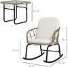 Flieks Gartenmöbel Set 3-tlg mit 2 Schaukelstühlen, Beistelltisch & Kissen, Outdoor Balkonmöbel Set für 2 Personen, Beige Bild 3