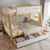 Merax Etagenbett 90x200cm&120x200cm, Kinderbett, Drei Schubladen mit Rollen, 2m Bilderbuchständer, Sichere vierseitige Umzäunung und Trittleiter, Weiß+Natur Bild 3