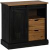 vidaXL Sideboard HALDEN mit Schiebetür Schwarz 80x40x80 cm Massivholz 4018420 Bild 2