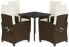 vidaXL 5-tlg. Garten-Essgruppe mit Kissen Braun Poly Rattan 3212773 Bild 2
