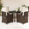 vidaXL 5-tlg. Garten-Essgruppe mit Kissen Braun Poly Rattan 3212773 Bild 1